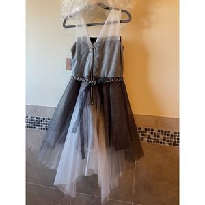 NWT ZOE LTD Gray White Sparkly Kids Dress SZ 10